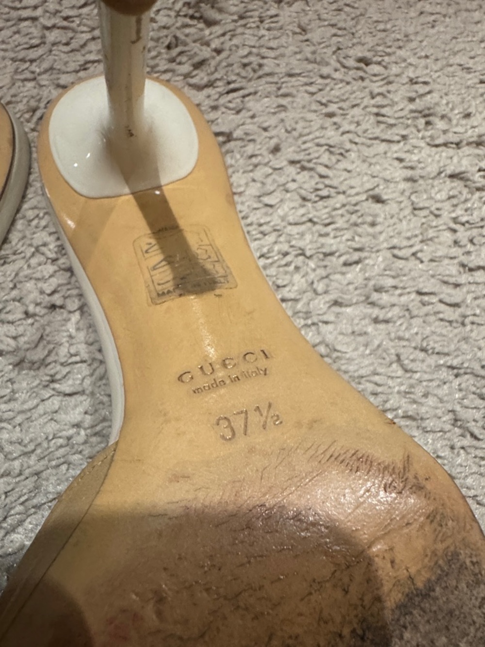 Gucci Beige Leather Horsebit Mule Sandals - Picture 7 of 8